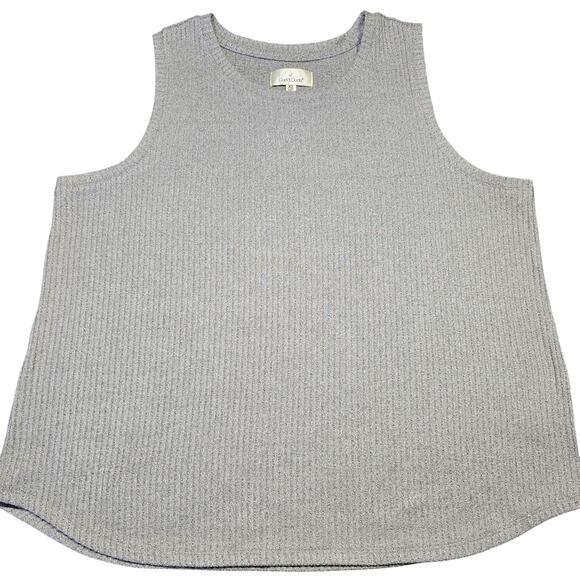 Cuddl Duds Gray Heather Knit Tank Top Lightly Ribbed Stretch Women Size XL Shirt - Picture 1 of 6